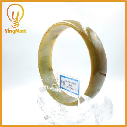Yingmart 72mm PNJ Certified Natural Color Yellowish Brown Natural Jadeite Jade Bangle Bracelet, Real Gemstone, Gift for Her Mom Grandma