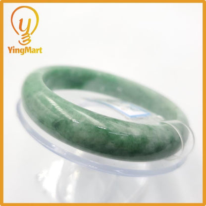 Yingmart 59mm PNJ Certified Natural Color Grey White Natural Jadeite Jade Bangle Bracelet, Real Gemstone, Gift for Her Mom Grandma