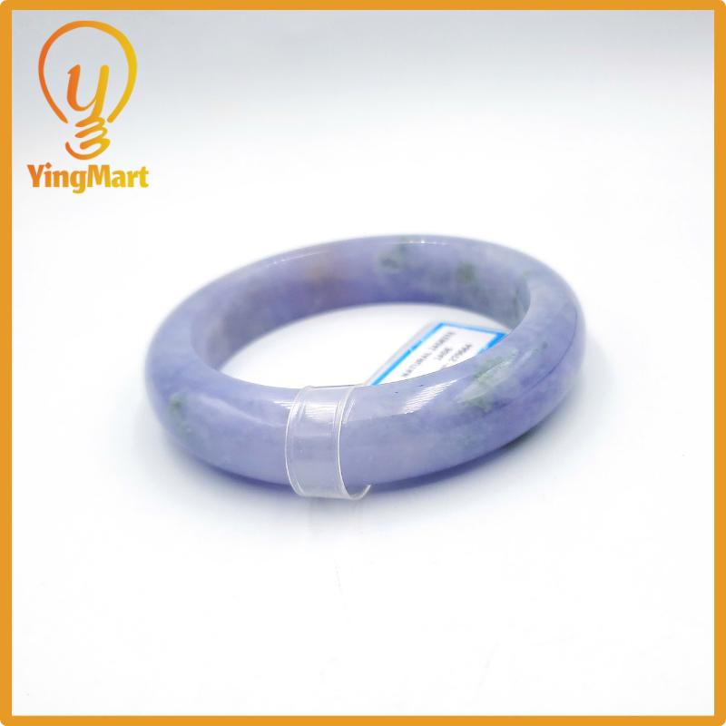 Yingmart 57mm PNJ Certified Natural Color Grey White Natural Jadeite Jade Bangle Bracelet, Real Gemstone, Gift for Her Mom Grandma