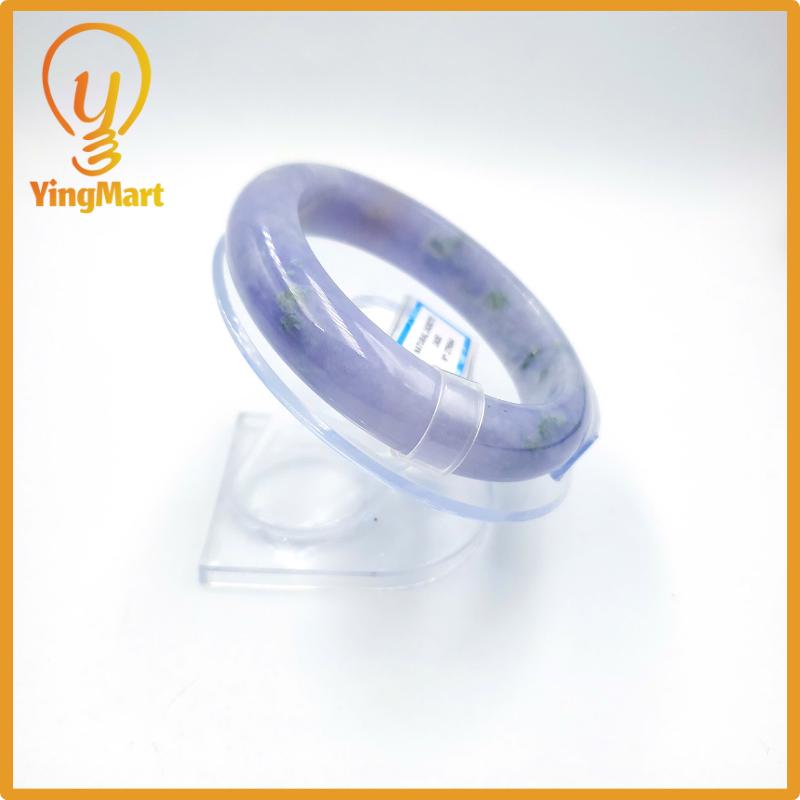 Yingmart 57mm PNJ Certified Natural Color Grey White Natural Jadeite Jade Bangle Bracelet, Real Gemstone, Gift for Her Mom Grandma