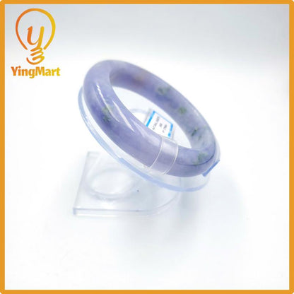 Yingmart 57mm PNJ Certified Natural Color Grey White Natural Jadeite Jade Bangle Bracelet, Real Gemstone, Gift for Her Mom Grandma