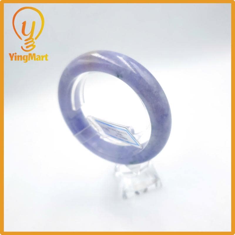 Yingmart 57 mm PNJ Certified Natural Color Grey White Natural Jadeite Jade Bangle Bracelet, Real Gemstone, Gift for Her Mom Grandma