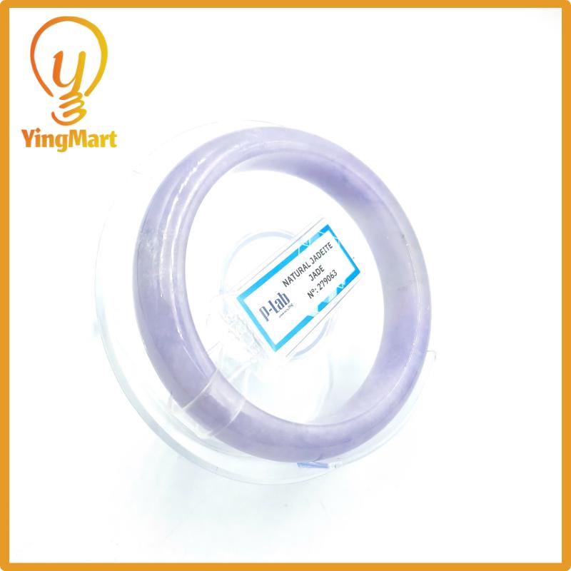 Yingmart 55mm PNJ Certified Natural Color Grey White Natural Jadeite Jade Bangle Bracelet, Real Gemstone, Gift for Her Mom Grandma