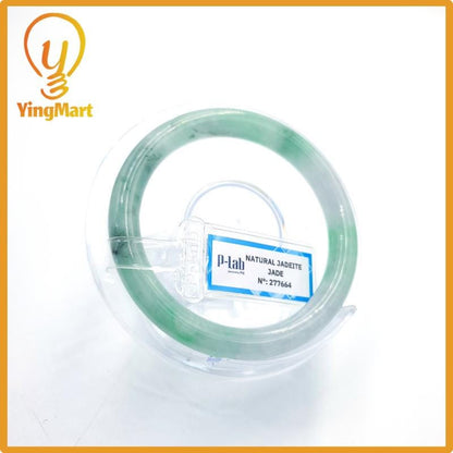 Yingmart 53mm PNJ277664 Certified Natural Color Grey White Natural Jadeite Jade Bangle Bracelet, Real Gemstone, Gift for Mom Grandma Sister