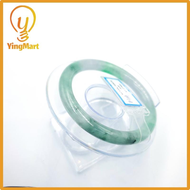 Yingmart 53mm PNJ277664 Certified Natural Color Grey White Natural Jadeite Jade Bangle Bracelet, Real Gemstone, Gift for Mom Grandma Sister