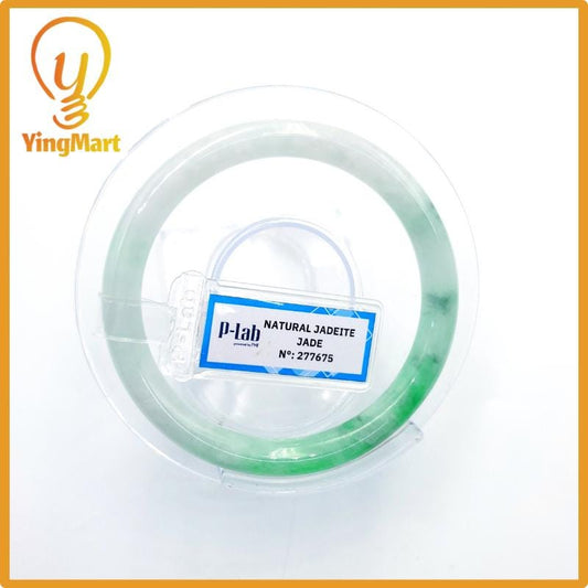 Yingmart 54mm PNJ Certified Natural Color Grey White Natural Jadeite Jade Bangle Bracelet, Real Gemstone, Gift for Her Mom Grandma Sister