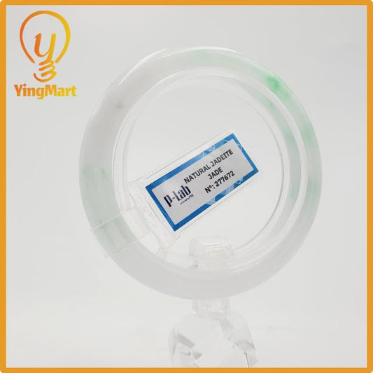 Yingmart 51mm PNJ Certified Natural Color Grey White Natural Jadeite Jade Bangle Bracelet, Real Gemstone, Gift for Her Mom Grandma Sister