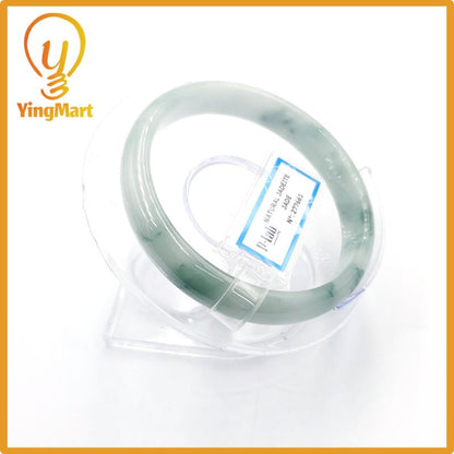 Yingmart 56mm PNJ Certified Natural Color Grey White Natural Jadeite Jade Bangle Bracelet, Real Gemstone, Gift for Her Mom Grandma