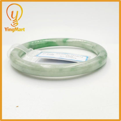 Yingmart 52mm PNJ277575 Certified Natural Color Grey White Natural Jadeite Jade Bangle Bracelet, Real Gemstone, Gift for Mom Grandma Sister