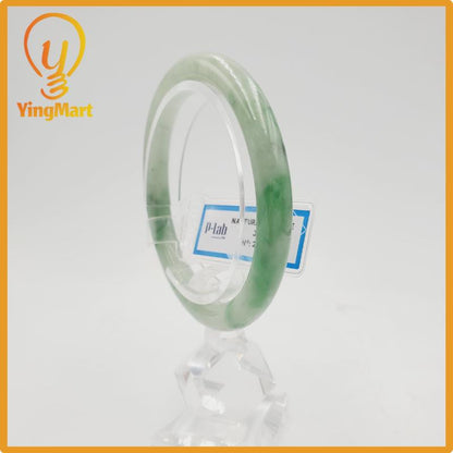 Yingmart 52mm PNJ277575 Certified Natural Color Grey White Natural Jadeite Jade Bangle Bracelet, Real Gemstone, Gift for Mom Grandma Sister