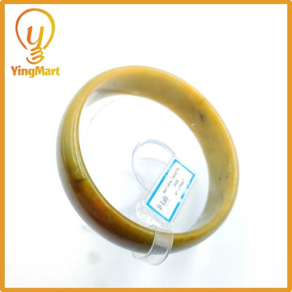 Yingmart 74mm PNJ Certified Natural Color Yellowish Brown Natural Jadeite Jade Bangle Bracelet, Real Gemstone, Gift for Her Mom Grandma