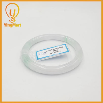 Yingmart 52mm PNJ277676 Certified Natural Color Grey White Natural Jadeite Jade Bangle Bracelet, Real Gemstone, Gift for Mom Grandma Sister