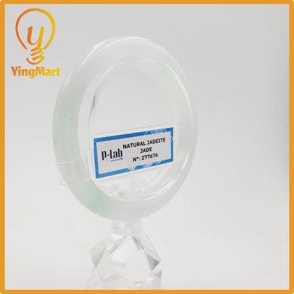 Yingmart 52mm PNJ277676 Certified Natural Color Grey White Natural Jadeite Jade Bangle Bracelet, Real Gemstone, Gift for Mom Grandma Sister