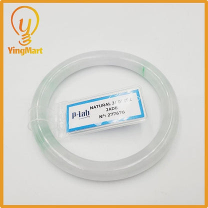 Yingmart 52mm PNJ277676 Certified Natural Color Grey White Natural Jadeite Jade Bangle Bracelet, Real Gemstone, Gift for Mom Grandma Sister