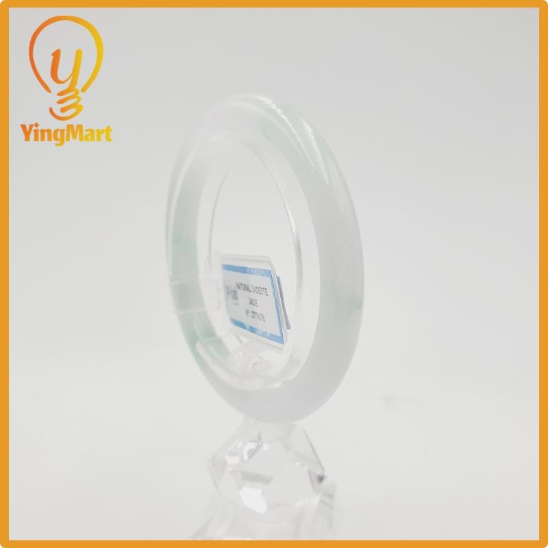 Yingmart 52mm PNJ277676 Certified Natural Color Grey White Natural Jadeite Jade Bangle Bracelet, Real Gemstone, Gift for Mom Grandma Sister