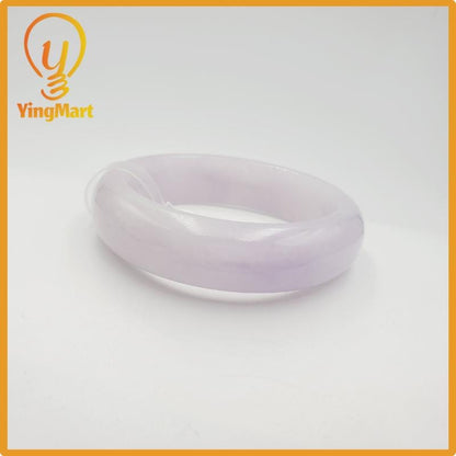 Yingmart 53mm PNJ277578 Certified Natural Color Grey White Natural Jadeite Jade Bangle Bracelet, Real Gemstone, Gift for Mom Grandma Sister