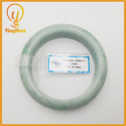 Yingmart 50mm PNJ Certified Natural Color Grey White Natural Jadeite Jade Bangle Bracelet, Real Gemstone, Gift for Her Mom Grandma Sister