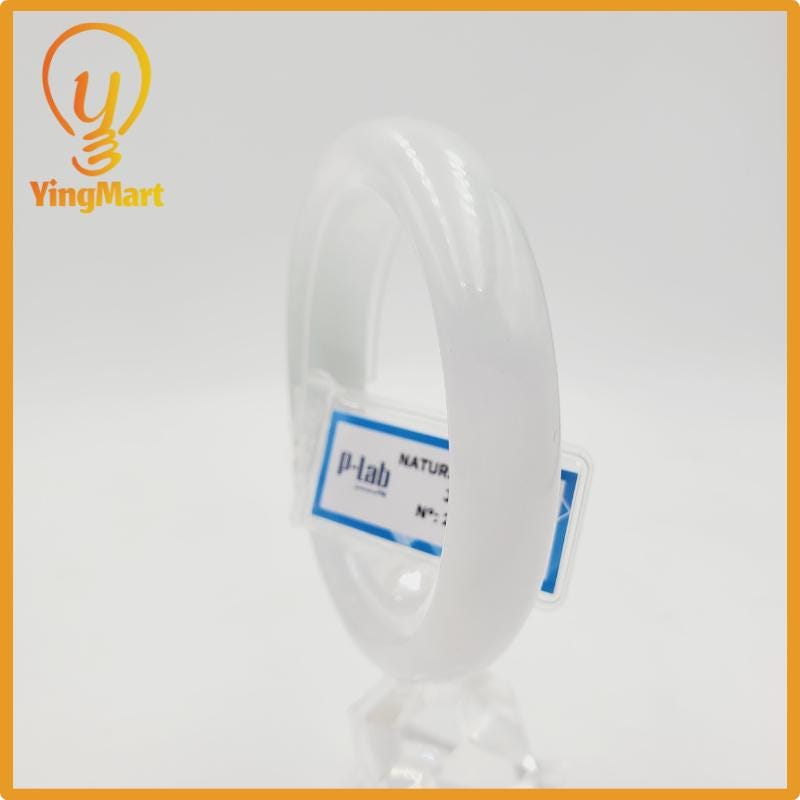 Yingmart 53mm PNJ277600 Certified Natural Color Grey White Natural Jadeite Jade Bangle Bracelet, Real Gemstone, Gift for Mom Grandma Sister