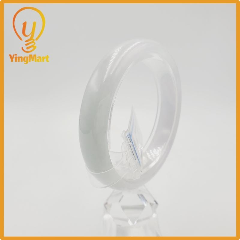 Yingmart 53mm PNJ277600 Certified Natural Color Grey White Natural Jadeite Jade Bangle Bracelet, Real Gemstone, Gift for Mom Grandma Sister