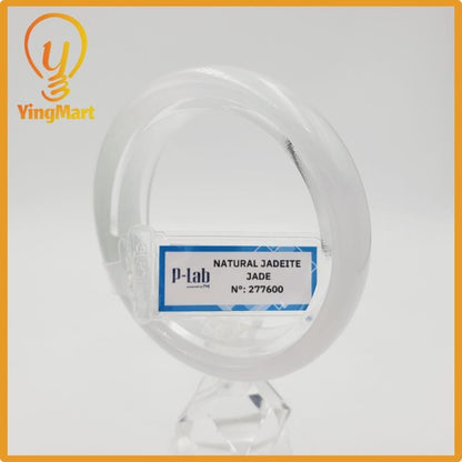 Yingmart 53mm PNJ277600 Certified Natural Color Grey White Natural Jadeite Jade Bangle Bracelet, Real Gemstone, Gift for Mom Grandma Sister