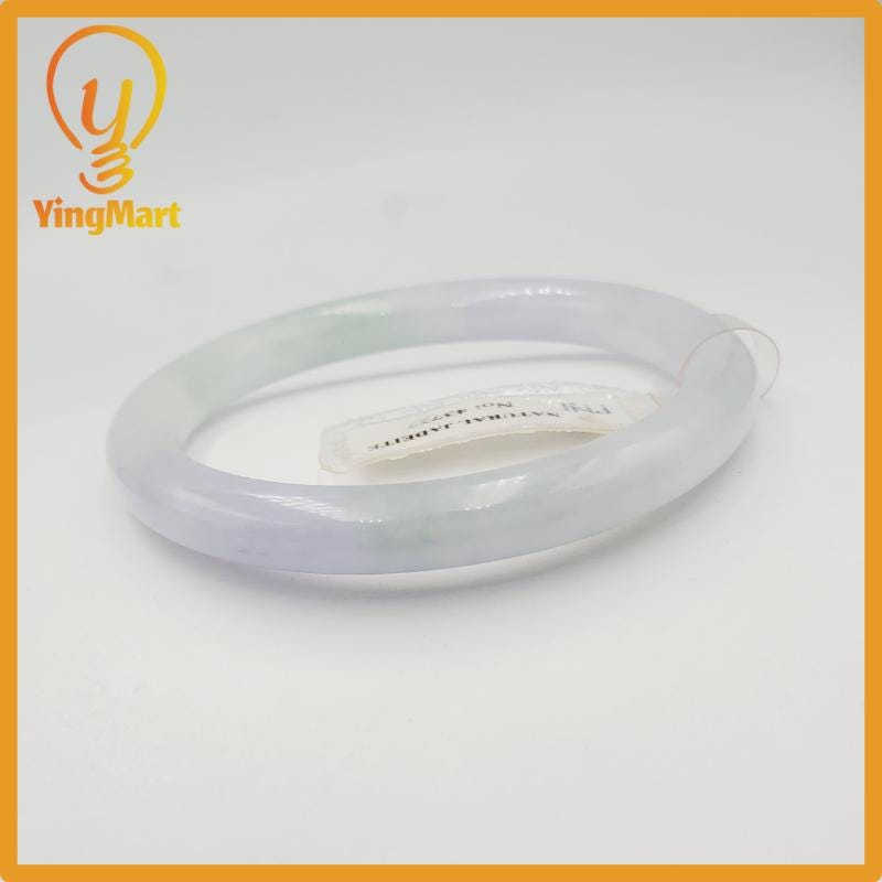 Yingmart 53mm PNJ43727 Certified Natural Color Grey White Natural Jadeite Jade Bangle Bracelet, Gemstone, Gift for Her Mom Grandma