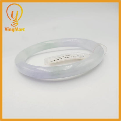 Yingmart 53mm PNJ43727 Certified Natural Color Grey White Natural Jadeite Jade Bangle Bracelet, Gemstone, Gift for Her Mom Grandma