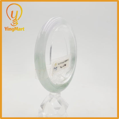 Yingmart 52mm PNJ Certified Natural Color Light Green To Grey White Natural Jadeite Jade Bangle Bracelet, Real Gemstone, Gift for Her Mom