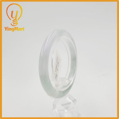 Yingmart 52mm PNJ Certified Natural Color Light Green To Grey White Natural Jadeite Jade Bangle Bracelet, Real Gemstone, Gift for Her Mom