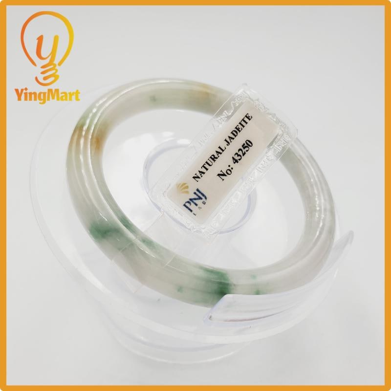 Yingmart 51mm PNJ Certified Natural Color Grey White Medium Yellow Brown Natural Jadeite Jade Bangle Bracelet, Real Gemstone