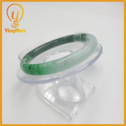 Yingmart 57mm PNJ Certified Natural Color Grey White Natural Jadeite Jade Bangle Bracelet, Real Gemstone, Gift for Her Mom Grandma Sister