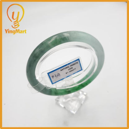 Yingmart 57mm PNJ Certified Natural Color Grey White Natural Jadeite Jade Bangle Bracelet, Real Gemstone, Gift for Her Mom Grandma Sister