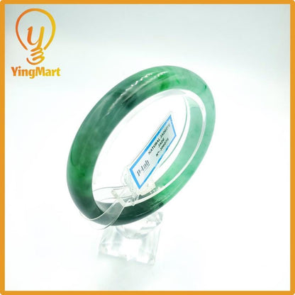 Yingmart 57mm PNJ Certified Natural Color Grey White Natural Jadeite Jade Bangle Bracelet, Real Gemstone, Gift for Her Mom Grandma Sister