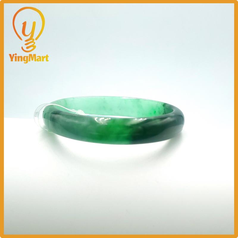 Yingmart 57mm PNJ Certified Natural Color Grey White Natural Jadeite Jade Bangle Bracelet, Real Gemstone, Gift for Her Mom Grandma Sister