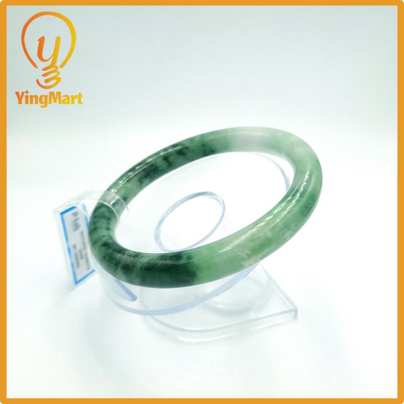 Yingmart 69mm PNJ Certified Natural Color Grey White Natural Jadeite Jade Bangle Bracelet, Real Gemstone, Gift for Her Mom Grandma Sister