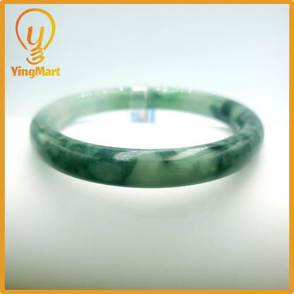 Yingmart 69mm PNJ Certified Natural Color Grey White Natural Jadeite Jade Bangle Bracelet, Real Gemstone, Gift for Her Mom Grandma Sister