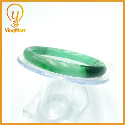 Yingmart 57mm PNJ Certified Natural Color Grey White Natural Jadeite Jade Bangle Bracelet, Real Gemstone, Gift for Her Mom Grandma Sister