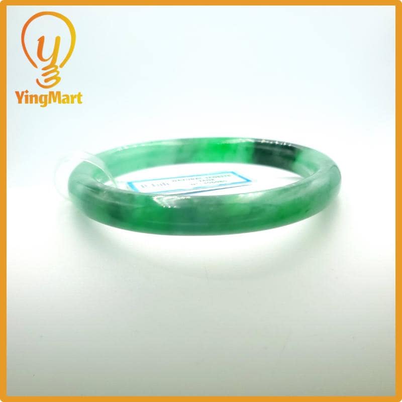 Yingmart 57mm PNJ Certified Natural Color Grey White Natural Jadeite Jade Bangle Bracelet, Real Gemstone, Gift for Her Mom Grandma Sister