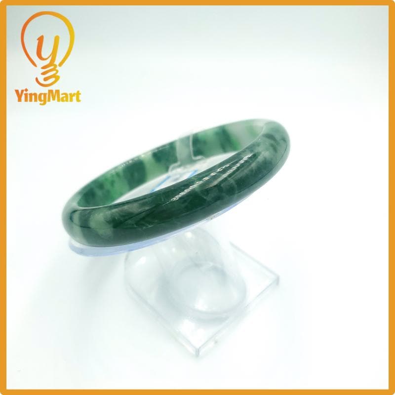 Yingmart 67mm PNJ Certified Natural Color Grey White Natural Jadeite Jade Bangle Bracelet, Real Gemstone, Gift for Her Mom Grandma Sister