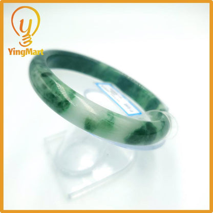 Yingmart 67mm PNJ Certified Natural Color Grey White Natural Jadeite Jade Bangle Bracelet, Real Gemstone, Gift for Her Mom Grandma Sister