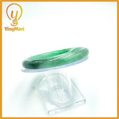 Yingmart 60mm PNJ Certified Natural Color Grey White Natural Jadeite Jade Bangle Bracelet, Real Gemstone, Gift for Her Mom Grandma Sister