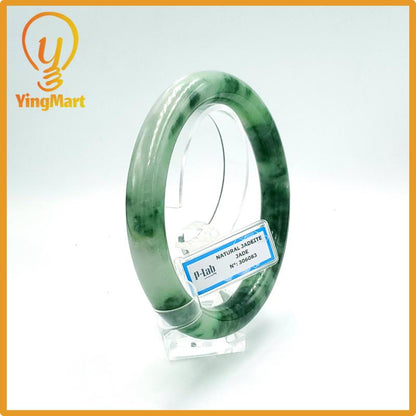 Yingmart 74mm PNJ Certified Natural Color Grey White Natural Jadeite Jade Bangle Bracelet, Real Gemstone, Gift for Her Mom Grandma Sister