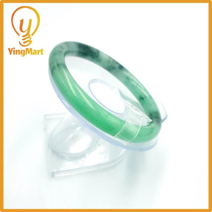 Yingmart 61mm PNJ Certified Natural Color Grey White Natural Jadeite Jade Bangle Bracelet, Real Gemstone, Gift for Her Mom Grandma Sister