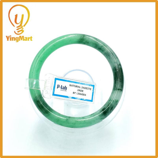 Yingmart 61mm PNJ Certified Natural Color Grey White Natural Jadeite Jade Bangle Bracelet, Real Gemstone, Gift for Her Mom Grandma Sister