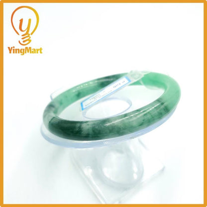 Yingmart 61mm PNJ Certified Natural Color Grey White Natural Jadeite Jade Bangle Bracelet, Real Gemstone, Gift for Her Mom Grandma Sister