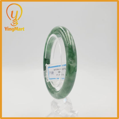 Yingmart 57mm PNJ Certified Natural Color Grey Grey White Natural Jadeite Jade Bangle Bracelet, Real Gemstone, Gift For Her Mom, Sister
