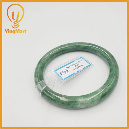 Yingmart 57mm PNJ Certified Natural Color Grey Grey White Natural Jadeite Jade Bangle Bracelet, Real Gemstone, Gift For Her Mom, Sister