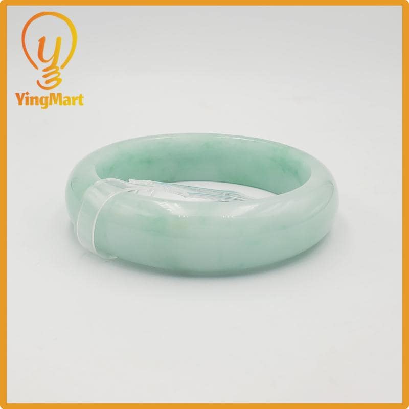 Yingmart 58mm PNJ Certified Natural Color Light To Medium Green Natural Jadeite Jade Bangle Bracelet, Real Gemstone, Gift for Her Mom