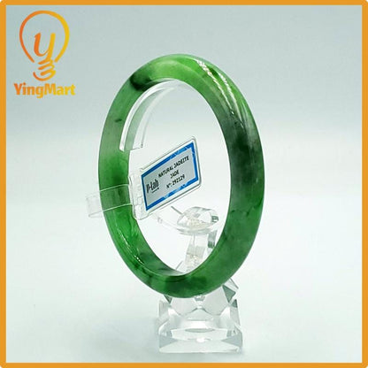 Yingmart 66mm PNJ Certified Natural Color Grey White Natural Jadeite Jade Bangle Bracelet, Real Gemstone, Gift for Her Mom Grandma Sister