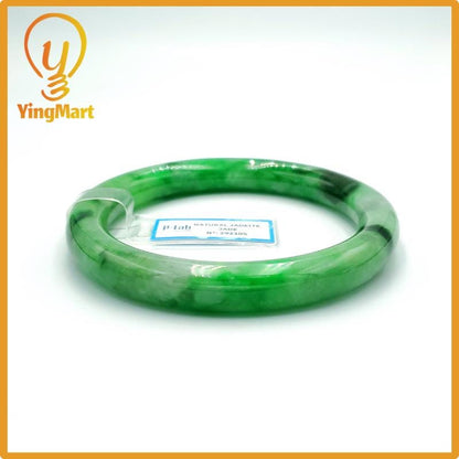Yingmart 67mm PNJ Certified Natural Color Grey White Natural Jadeite Jade Bangle Bracelet, Real Gemstone, Gift for Her Mom Grandma Sister