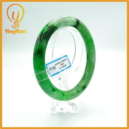 Yingmart 67mm PNJ Certified Natural Color Grey White Natural Jadeite Jade Bangle Bracelet, Real Gemstone, Gift for Her Mom Grandma Sister